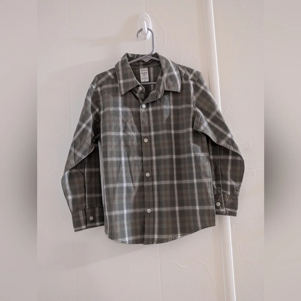 Carter's Green and Gray Plaid Button Down Shirt